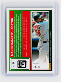 2025 Panini Donruss Optic Baseball Manny Ramirez Green Holo #26 /49 - back