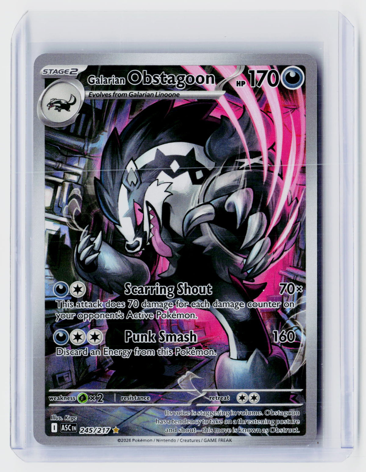 2026 Pokémon Mega Evolution—Ascended Heroes Galarian Obstagoon 245/217 - front