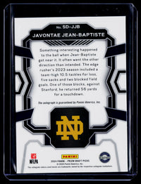 2024 Panini Prizm Draft Picks Signing Day Javontae Jean-Baptiste Autograph RC #SD-JJB - back