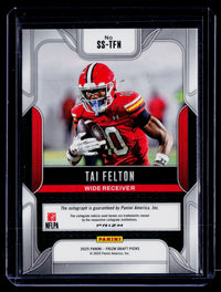 2025 Panini Prizm Draft Picks Sensational Signatures Tai Felton Green Prizm Rookie Auto #SS-TFN - back