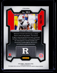 2024 Panini Prizm Draft Picks Max Melton Rookie Red Prizm #163 /199 - back