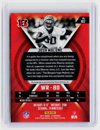 2017 Panini XR Football Josh Malone Rookie Autographs #102 RC Auto /199 - back