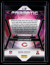 2025 Panini Prizm Prizmatic Rookie Luther Burden III #18 Bears - back