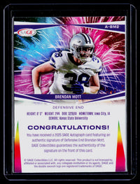 2025 SAGE Autograph Brendan Mott Kansas State #A-BM2 - back