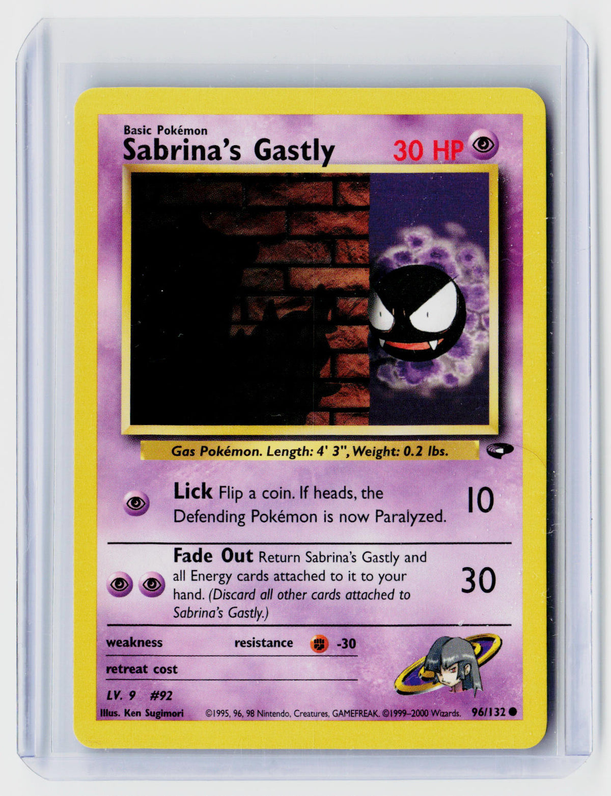 2000 Pokémon Gym Heroes Sabrina's Gastly #96/132 - front