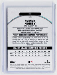 2025 Topps Finest Connor Norby RC #207 Serial Numbered 109/200 - back