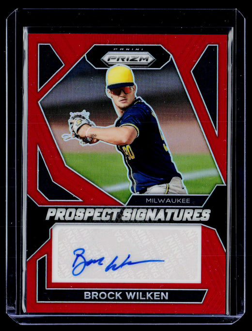 2024 Panini Prizm Baseball Prospect Signatures Brock Wilken Red Prizm Auto /99 PS-BW - front