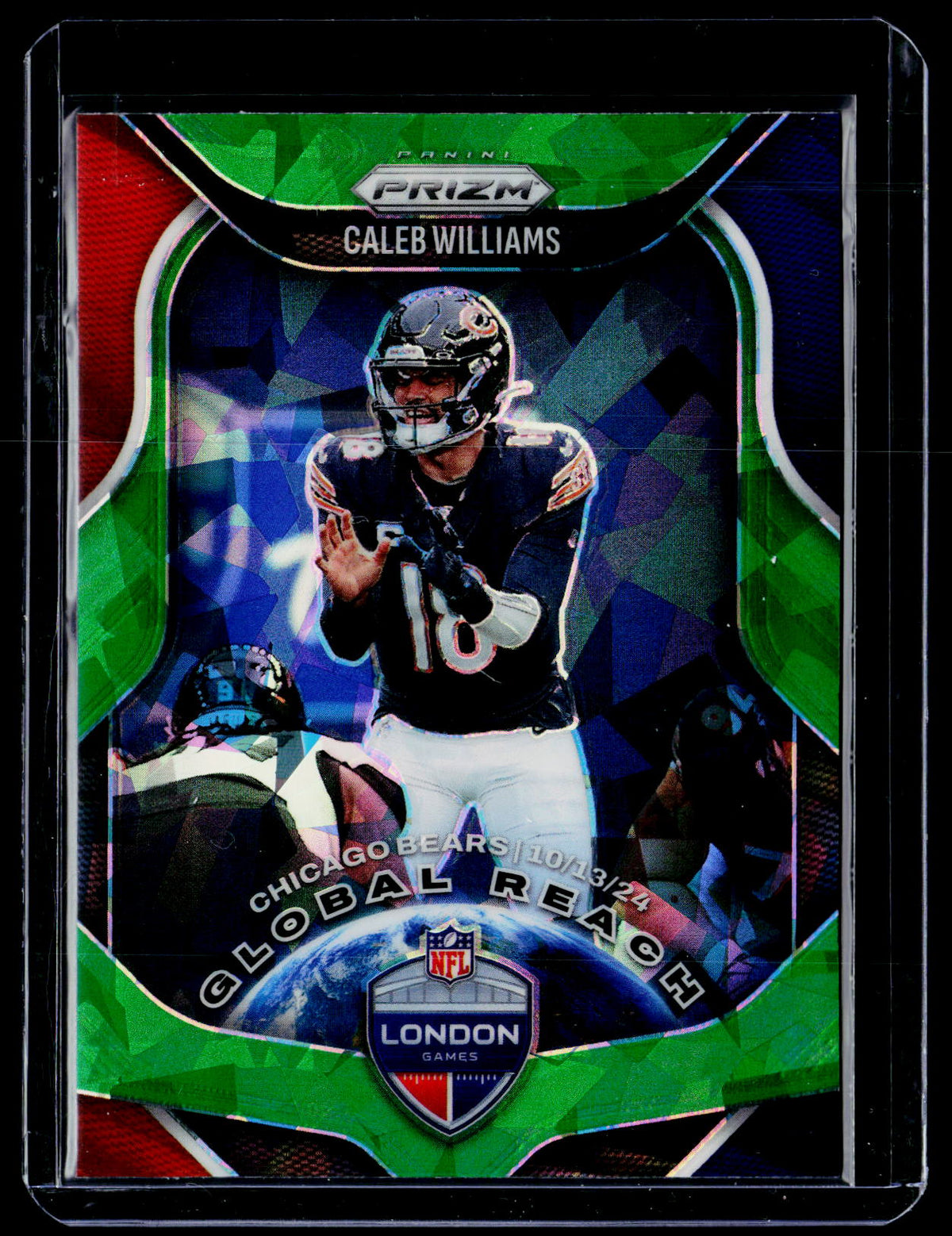 2025 Panini Prizm Football Global Reach Caleb Williams #5 Green Wave Prizm - front
