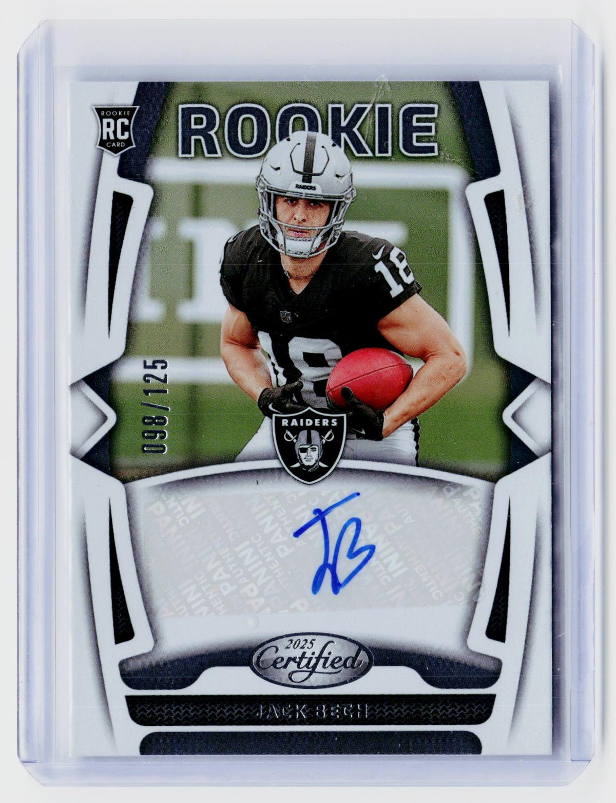 2025 Panini Certified Rookie Signatures Jack Bech Auto /125 #RSI-JBH Raiders RC - front