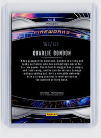 2025 Panini Prizm Baseball Fireworks Charlie Condon Red Prizm #8 /199 - back