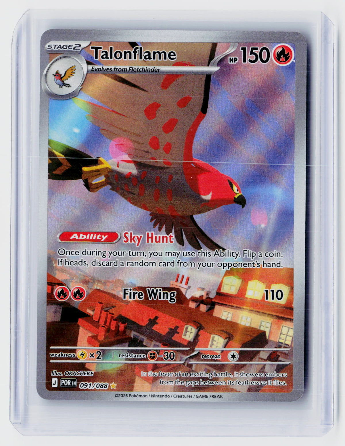 2026 Pokémon Mega Evolution—Perfect Order Talonflame Illustration Rare 093/088 - front