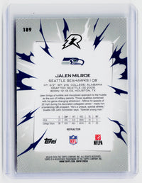 2025 Topps Chrome Football Jalen Milroe RC Refractor #189 Seattle Seahawks - back