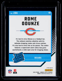 2024 Panini Donruss Optic Rated Rookie Rome Odunze #286 Chicago Bears - back