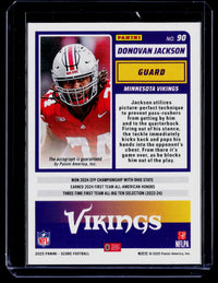 2025 Panini Score Football Base Rookie Signatures Donovan Jackson Gold Zone Auto #90 /50 - back