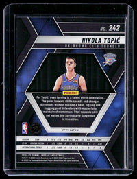 2024-25 Panini Mosaic Basketball Nikola Topić Rookie Card #242 Thunder - back