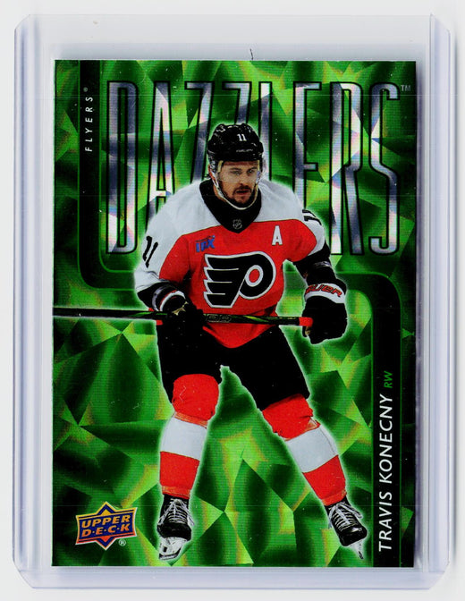 2025-26 Upper Deck Extended Series Dazzlers Green DZ-129 Travis Konecny - front