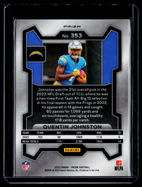 2023 Panini Prizm Football silver holo Quentin Johnston Rookie #353 Chargers - back