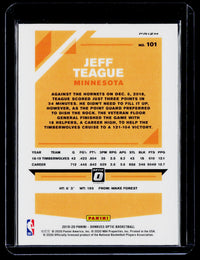 2019-20 Panini Donruss Optic Basketball Jeff Teague Purple Stars #101 - back