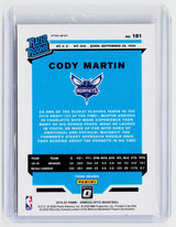 2019-20 Panini Donruss Optic Cody Martin Blue Velocity Rated Rookie #181 - back