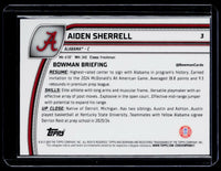 2025 Topps Bowman University Chrome Aiden Sherrell #3 Alabama - back