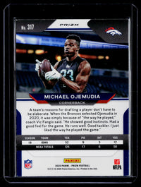 2020 Panini Prizm Football Michael Ojemudia Red White Blue Prizm RC #317 - back