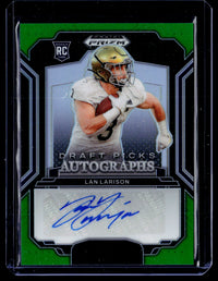 2025 Panini Prizm Draft Picks Draft Picks Autographs Lan Larison Green Prizm Rookie Auto DPA-LLN - front