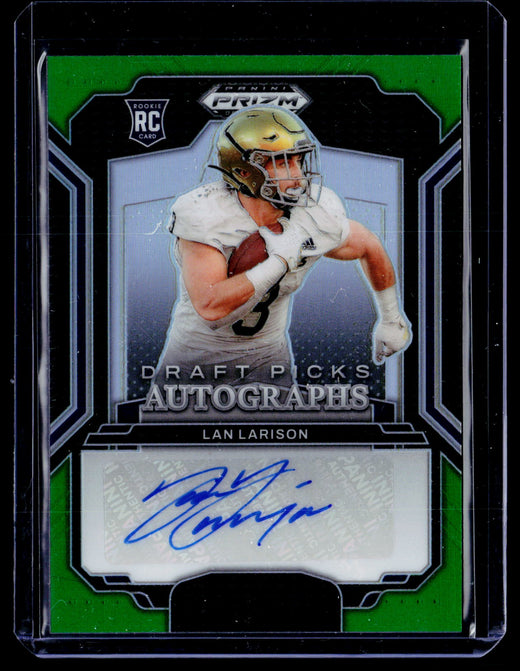 2025 Panini Prizm Draft Picks Draft Picks Autographs Lan Larison Green Prizm Rookie Auto DPA-LLN - front