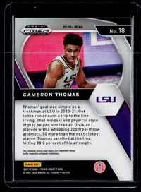 2021 Panini Prizm Draft Picks Cameron Thomas #18 Rookie Card - back