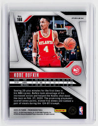 2024-25 Panini Prizm Green Prizm #166 Kobe Bufkin Atlanta Hawks - back