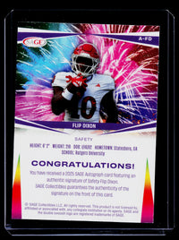 2025 SAGE Autograph Purple Flip Dixon Auto #A-FD - back