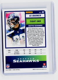 2025 Panini Score Football AJ Barner #82 Seahawks /499 - back