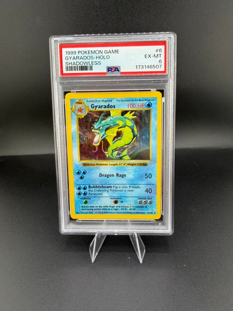 1999 Pokémon Game Gyarados-Holo #6 Shadowless PSA EX-MT 6 - front