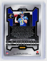 2023 Panini Prizm Football Stetson Bennett IV Green Prizm Rookie Card #358 - back