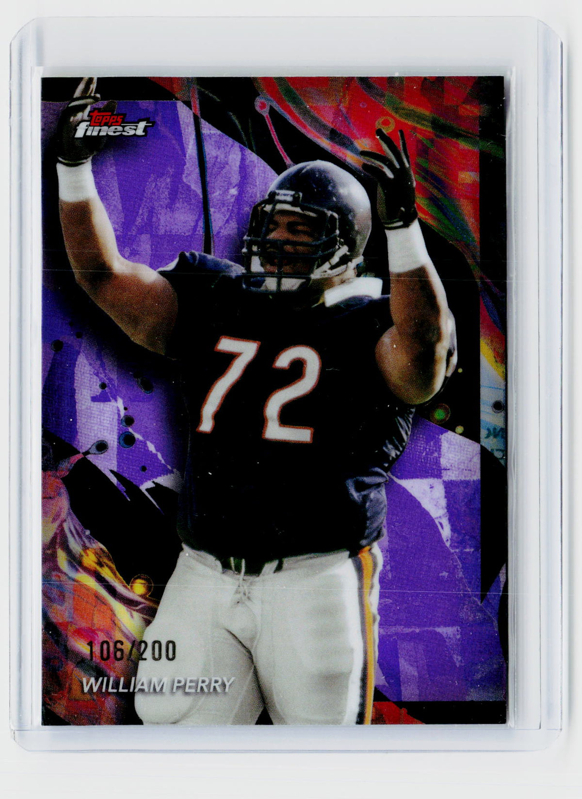 2024 Topps Finest Performance William Perry Purple Refractor #109 /200 Chicago Bears - front