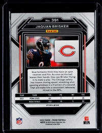 2022 Panini Prizm Football Jaquan Brisker RC #391 Chicago Bears - back