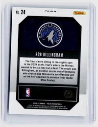 2024-25 Panini Prizm Emergent Green Prizm #24 Rob Dillingham RC Minnesota Timberwolves - back