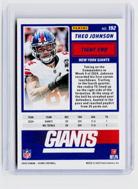 2025 Panini Score Football Theo Johnson Pink Eclipse RC #192 /399 - back