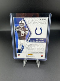 2023 Panini Rookies & Stars Great Expectations Anthony Richardson Rookie Memorabilia Card GE-AR1 - back