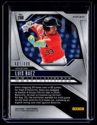 2025 Panini Prizm Baseball Luis Baez #208 Pulsar Prizm /499 - back