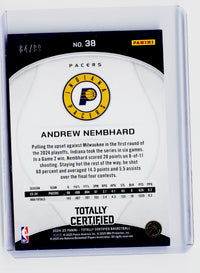 2024 Panini Totally Certified Andrew Nembhard Blue Platinum Mirror #38 /99 - back