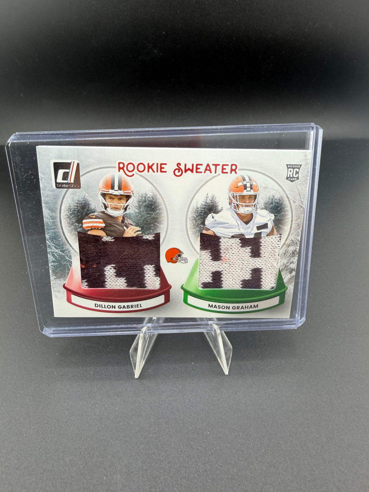 2025 Panini Donruss Rookie Sweater Dillon Gabriel & Mason Graham Cleveland Browns SWED-CLE - front