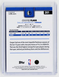 2025 Topps Basketball Cooper Flagg RC #201 Dallas Mavericks - back