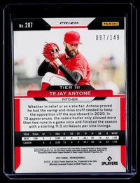 2021 Panini Prizm Baseball Tejay Antone #207 Red Mojo Prizms Tier III RC /149 - back