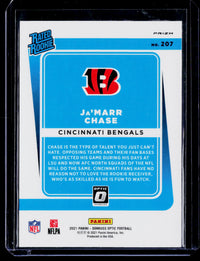 2021 Panini Donruss Optic Rated Rookie Ja'Marr Chase #207 Cincinnati Bengals - back
