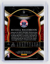 2020-21 Panini Select Russell Westbrook Concourse Tri-Color Prizm #39 Washington Wizards - back