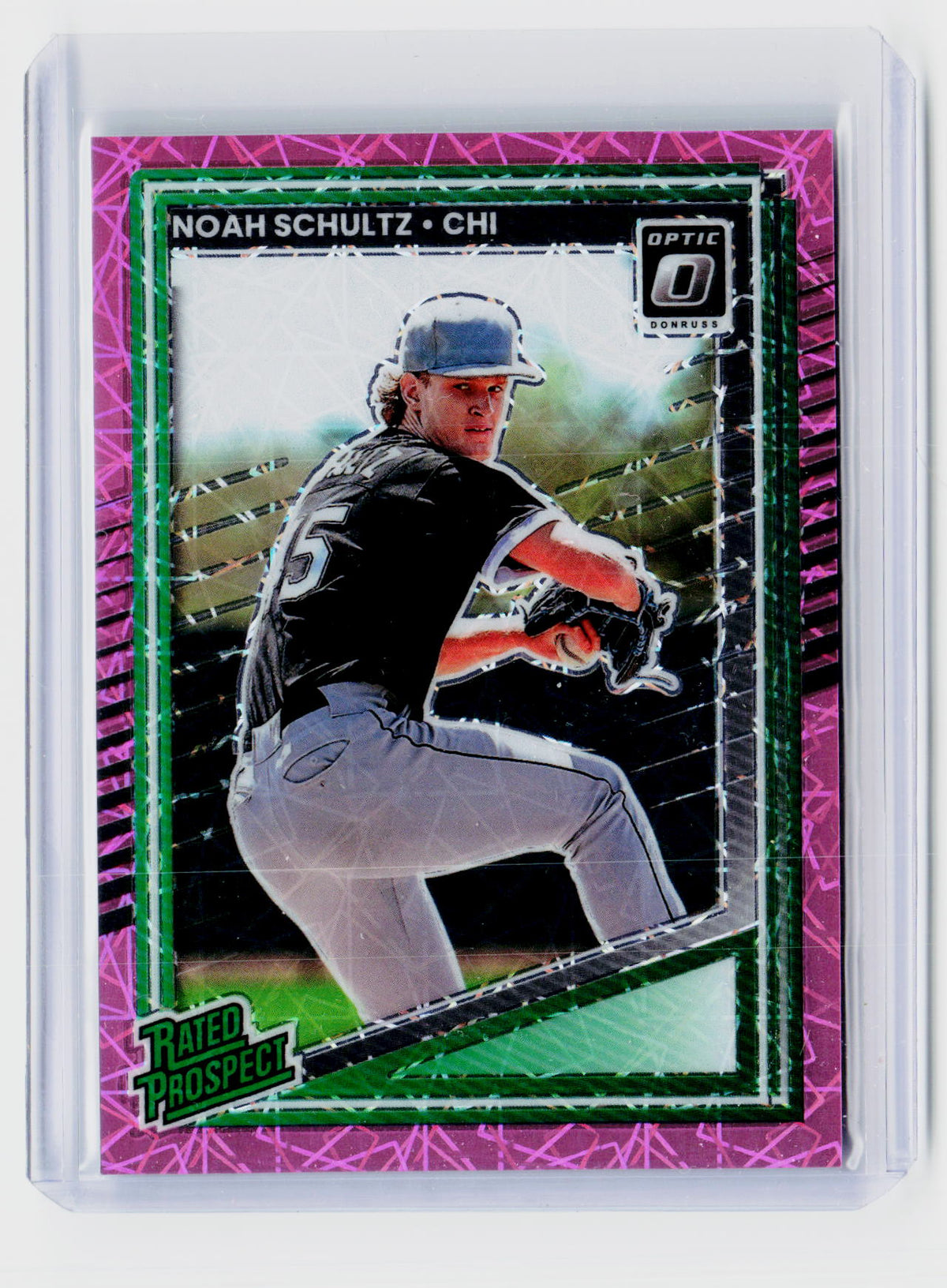 2025 Panini Donruss Optic Rated Prospect Noah Schultz #200 Pink Holo /79 - front