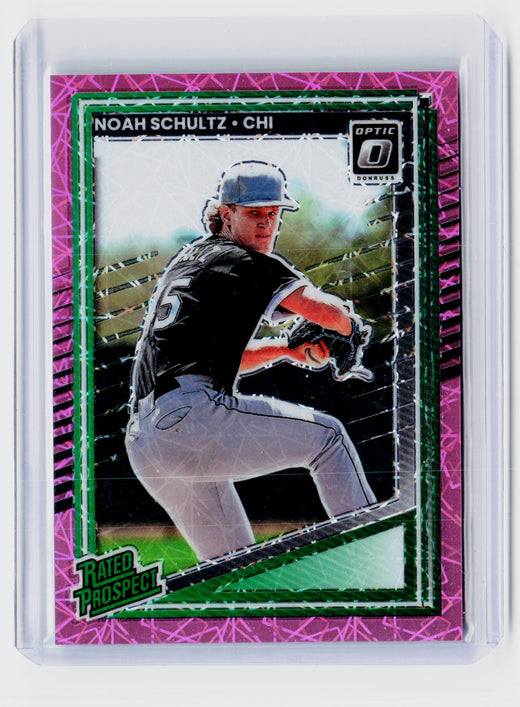2025 Panini Donruss Optic Rated Prospect Noah Schultz #200 Pink Holo /79 - front