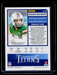 2025 Panini Score Rookie Signatures Green Xavier Restrepo #6 Autograph - back