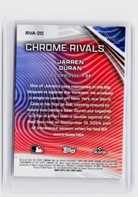 2025 Topps Chrome Baseball Chrome Rivals RVA-20 Jarren Duran Boston Red Sox - back