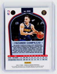 2020-21 Panini Chronicles Marquee #240 Facundo Campazzo Rookie Card Denver Nuggets - back